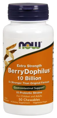 NOW Supplements BerryDophilus Extra Strength 10 Billion - 50 Chewables