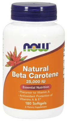 NOW Supplements Beta Carotene, Natural 7,500 mcg - 180 Softgels