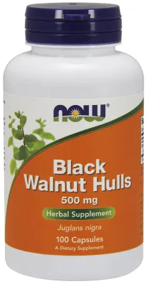 NOW Supplements Black Walnut Hulls 500 mg - 100 Veg Capsules