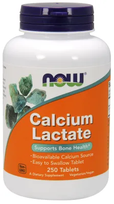 NOW Supplements Calcium Lactate - 250 Tablets