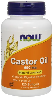 NOW Supplements Castor Oil 650 mg - 120 Softgels