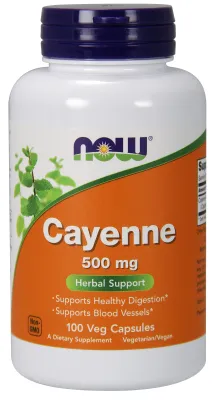 NOW Supplements Cayenne 500 mg - 100 Veg Capsules