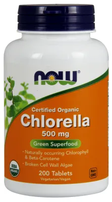 NOW Supplements Chlorella 500 mg, Organic - 200 Tablets
