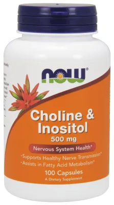 NOW Supplements Choline & Inositol 500 mg - 100 Veg Capsules