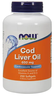NOW Supplements Cod Liver Oil 650 mg - 250 Softgels