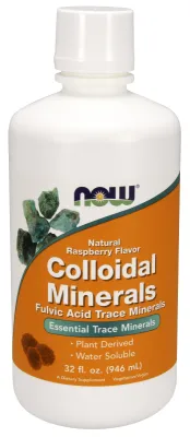NOW Supplements Colloidal Minerals, Natural Raspberry Flavor Liquid - 32 fl. oz.