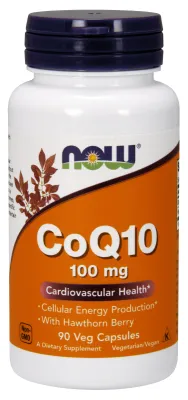 NOW Supplements CoQ10 100 mg with Hawthorn Berry - 90 Veg Capsules