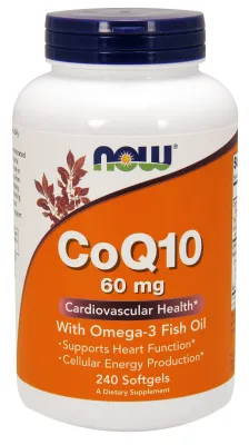 NOW Supplements CoQ10 60 mg with Omega-3 Fish Oil - 240 Softgels