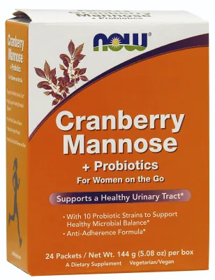 NOW Supplements Cranberry Mannose + Probiotics - 24 Packets per Box