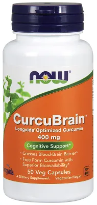 NOW Supplements CurcuBrain 400 mg - 50 Veg Capsules