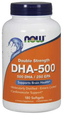 NOW Supplements DHA-500, Double Strength - 180 Softgels