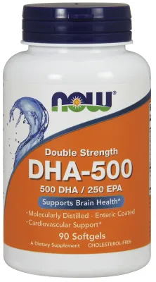 NOW Supplements DHA-500, Double Strength - 90 Softgels