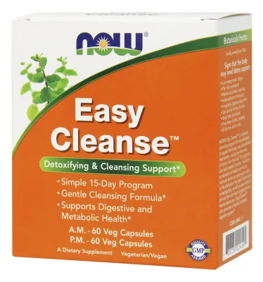 NOW Supplements Easy Cleanse AM PM 120 Veg Capsules (2 Bottles with 60 each)
