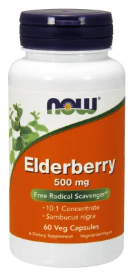 NOW Supplements Elderberry 500 mg - 60 Veg Capsules
