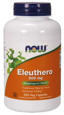 NOW Supplements Eleuthero 500 mg - 250 Veg Capsules