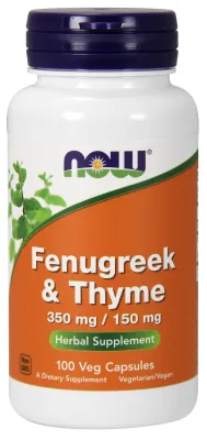 NOW Supplements Fenugreek & Thyme 350 mg / 150 mg - 100 Veg Capsules