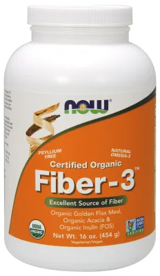 NOW Supplements Fiber-3, Organic - 16 oz.