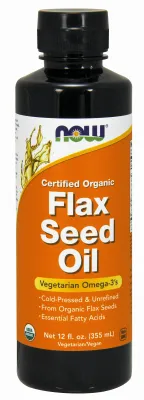 NOW Supplements Flax Seed Oil Liquid, Organic - 12 fl. oz.