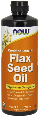 NOW Supplements Flax Seed Oil Liquid, Organic - 24 fl. oz.