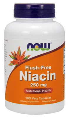 NOW Supplements Flush-Free Niacin 250 mg - 180 Veg Capsules