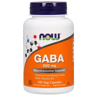 NOW Supplements GABA 500 mg + B-6 - 100 Veg Capsules