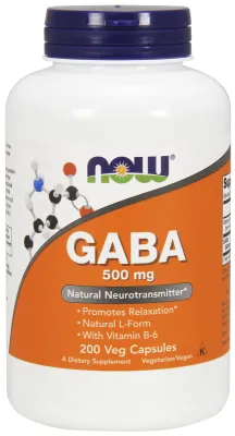 NOW Supplements GABA 500 mg + B-6 - 200 Veg Capsules