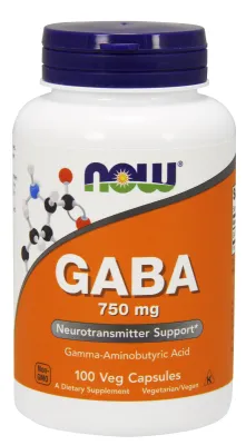 NOW Supplements GABA 750 mg - 100 Veg Capsules