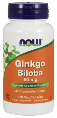 NOW Supplements Ginkgo Biloba 60 mg - 120 Veg Capsules