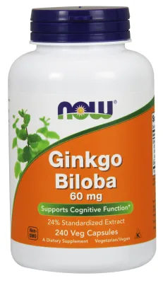 NOW Supplements Ginkgo Biloba 60 mg - 240 Veg Capsules