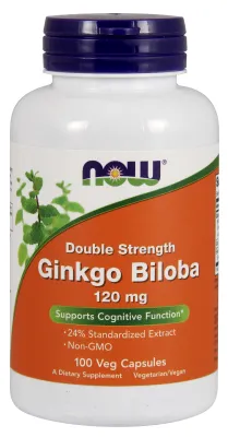 NOW Supplements Ginkgo Biloba, Double Strength 120 mg - 100 Veg Capsules
