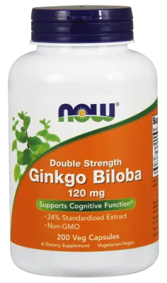 NOW Supplements Ginkgo Biloba, Double Strength 120 mg - 200 Veg Capsules