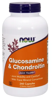 NOW Supplements Glucosamine & Chondroitin with Trace Minerals - 240 Veg Capsules