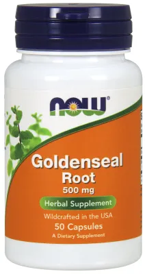 NOW Supplements Goldenseal Root 500 mg - 50 Veg Capsules