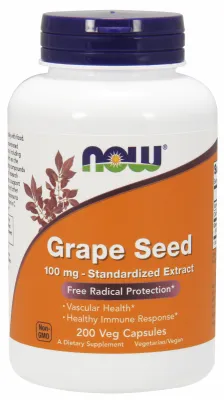 NOW Supplements Grape Seed 100 mg - 200 Veg Capsules
