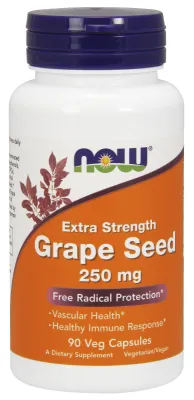 NOW Supplements Grape Seed, Extra Strength 250 mg - 90 Veg Capsules
