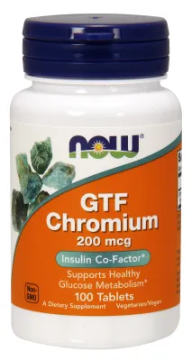NOW Supplements GTF Chromium 200 mcg Yeast Free - 100 Tablets