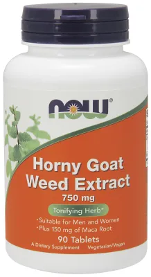NOW Supplements Horny Goat Weed Extract 750 mg - 90 Tablets