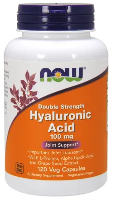 NOW Supplements Hyaluronic Acid, Double Strength 100 mg - 120 Veg Capsules