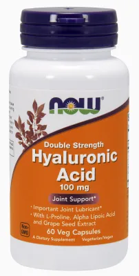 NOW Supplements Hyaluronic Acid, Double Strength 100 mg - 60 Veg Capsules