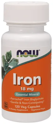 NOW Supplements Iron 18 mg - 120 Veg Capsules