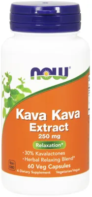 NOW Supplements Kava Kava Extract 250 mg - 60 Veg Capsules