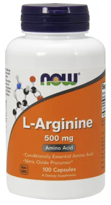 NOW Supplements L-Arginine 500 mg - 100 Veg Capsules