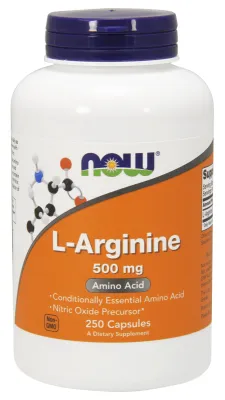 NOW Supplements L-Arginine 500 mg - 250 Veg Capsules
