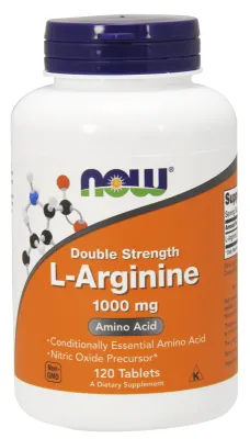 NOW Supplements L-Arginine, Double Strength 1000 mg - 120 Tablets