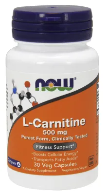 NOW Supplements L-Carnitine 500 mg - 30 Veg Capsules