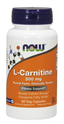 NOW Supplements L-Carnitine 500 mg - 60 Veg Capsules