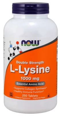 NOW Supplements L-Lysine, Double Strength 1000 mg - 250 Tablets