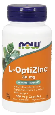 NOW Supplements L-OptiZinc 30 mg - 100 Veg Capsules