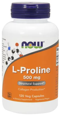 NOW Supplements L-Proline 500 mg - 120 Veg Capsules
