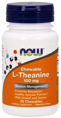 NOW Supplements L-Theanine 100 mg - 90 Chewables